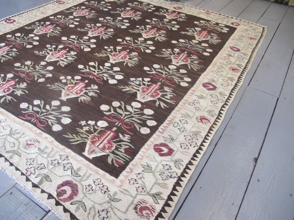 Highly Decorative Antique Ukrainian Kilim, 2.90m x 2.60m, (9ft  inches x 8 ft 6 inches) View II