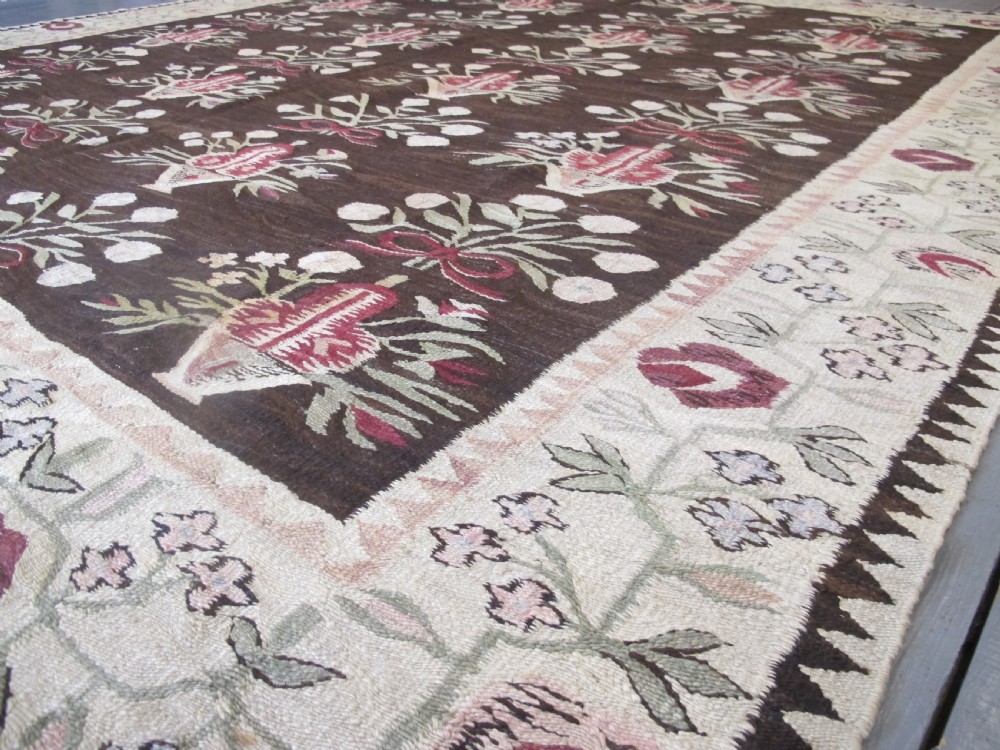 Highly Decorative Antique Ukrainian Kilim, 2.90m x 2.60m, (9ft  inches x 8 ft 6 inches) View VI
