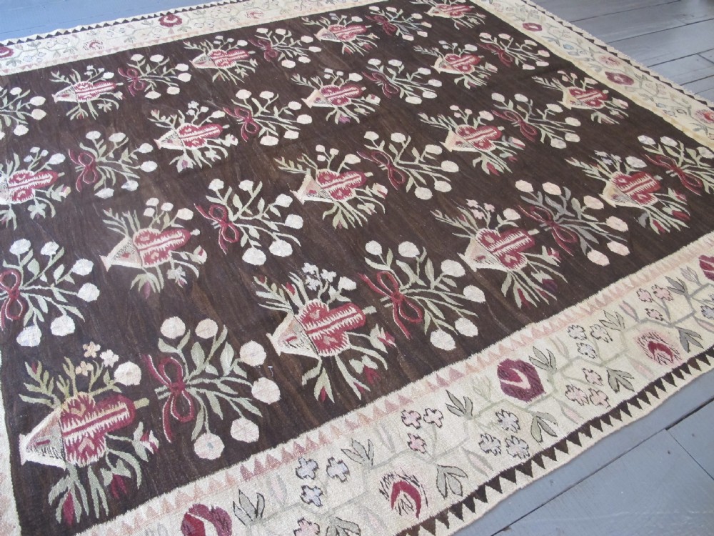 Highly Decorative Antique Ukrainian Kilim, 2.90m x 2.60m, (9ft  inches x 8 ft 6 inches) View VII