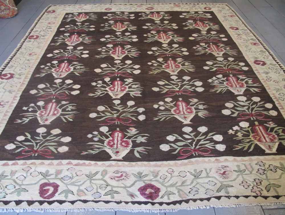 Highly Decorative Antique Ukrainian Kilim, 2.90m x 2.60m, (9ft  inches x 8 ft 6 inches) View VIII