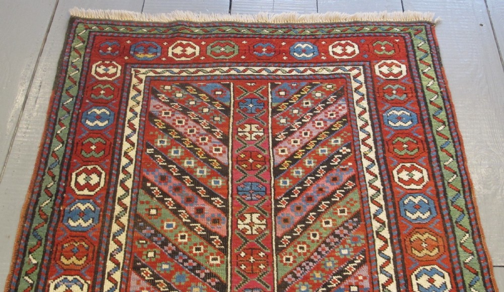 Striking Antique Caucasian Rug, 2.11m x 1.02m View IV