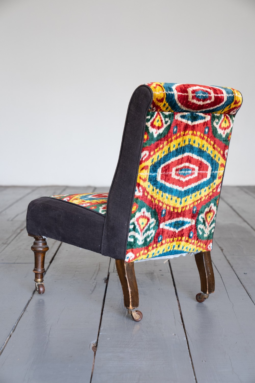 Victorian Nursing Chair with Velvet Ikat View II