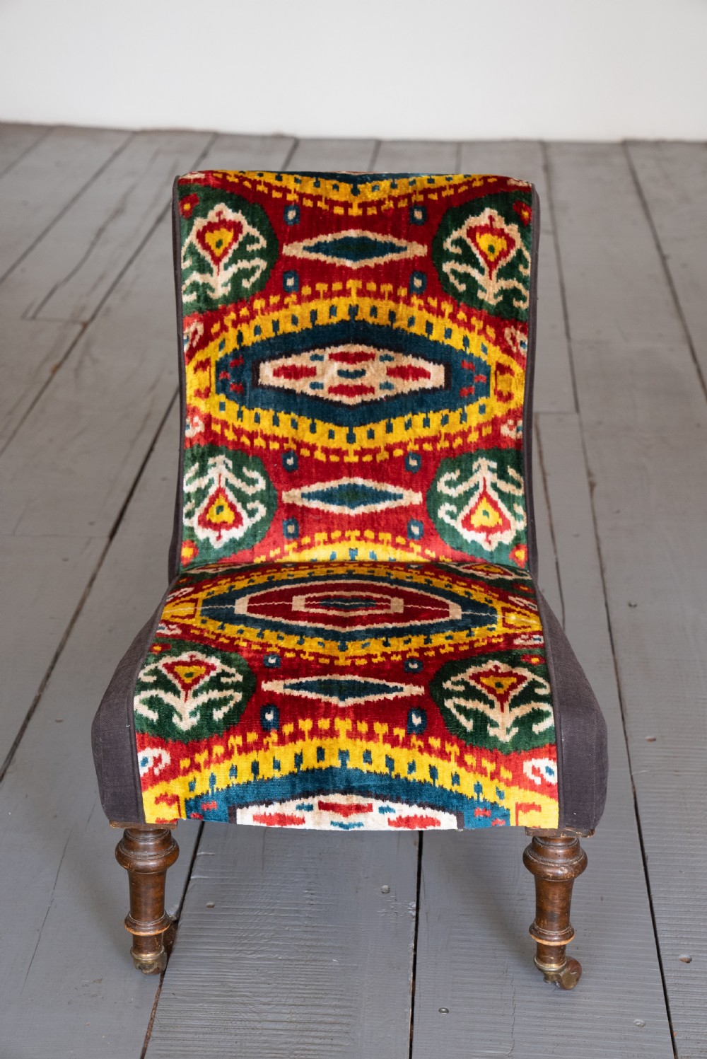 Victorian Nursing Chair with Velvet Ikat View III