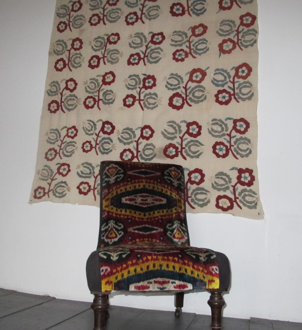 Victorian Nursing Chair with Velvet Ikat View V