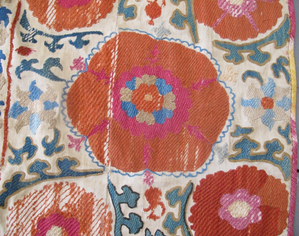 Silk Embroidered Suzani, circa 1850, 2.14m x 1.56m View II