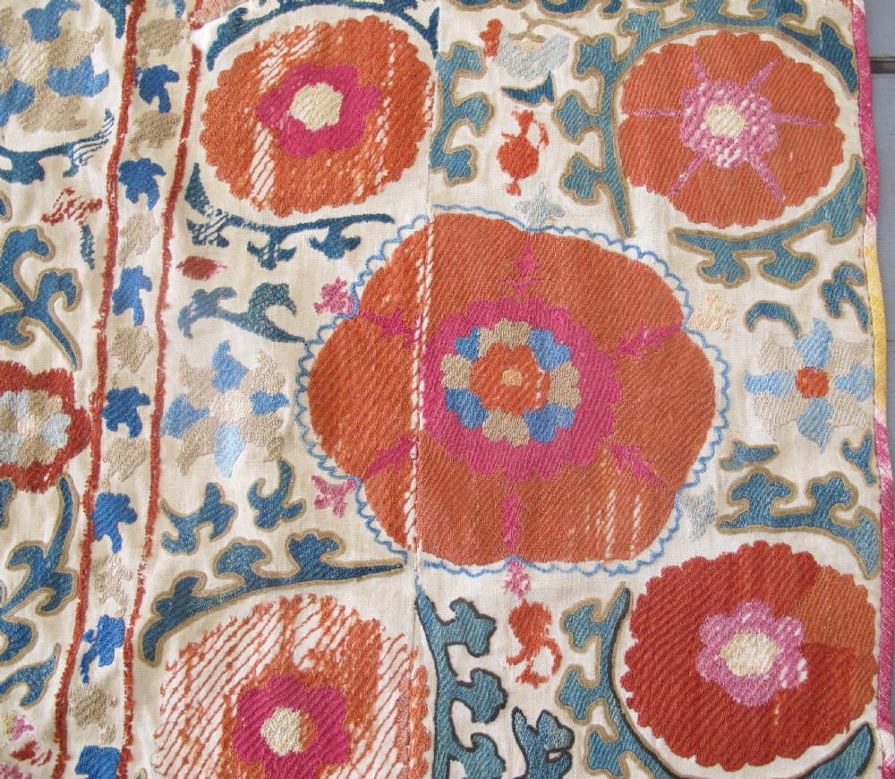 Silk Embroidered Suzani, circa 1850, 2.14m x 1.56m View III