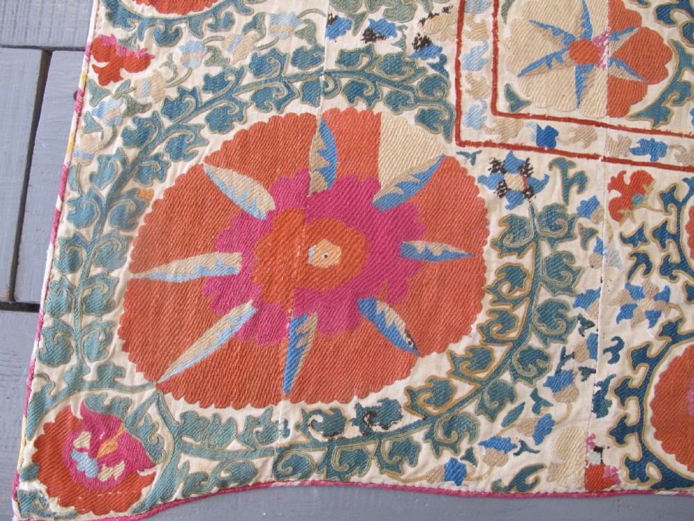 Silk Embroidered Suzani, circa 1850, 2.14m x 1.56m View IV