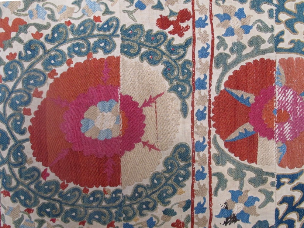 Silk Embroidered Suzani, circa 1850, 2.14m x 1.56m View VIII