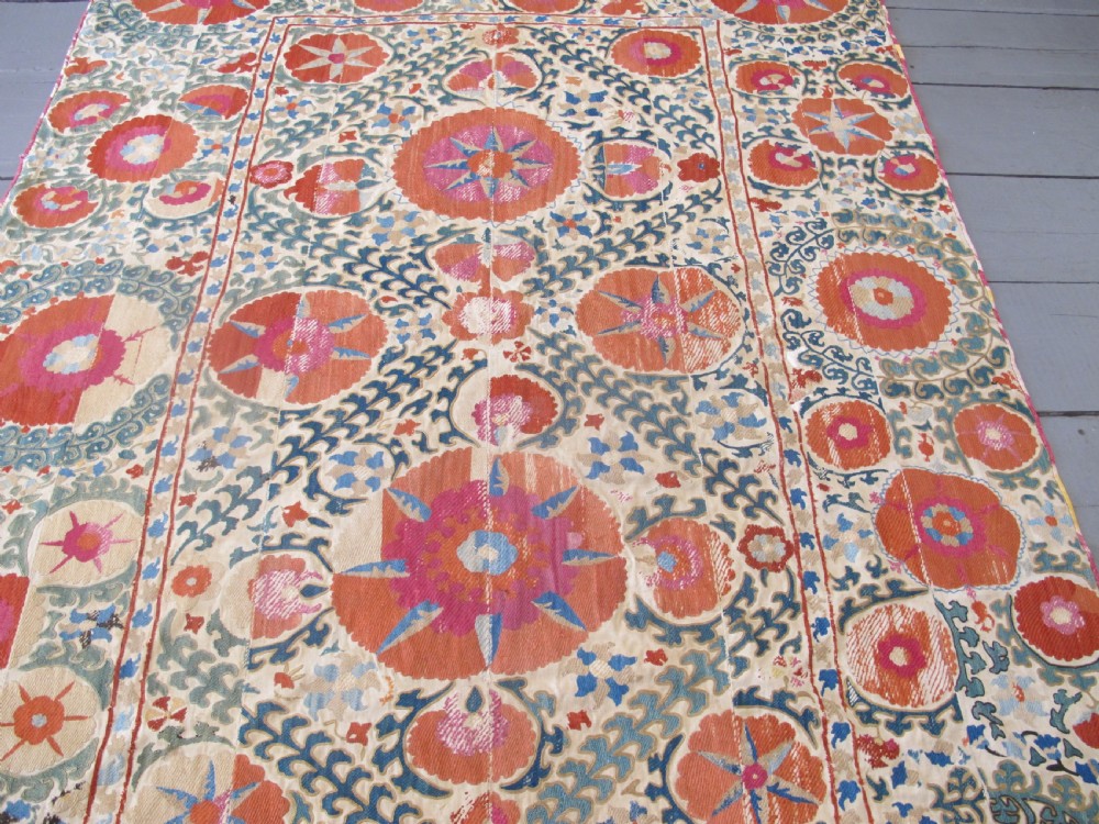 Silk Embroidered Suzani, circa 1850, 2.14m x 1.56m View XI