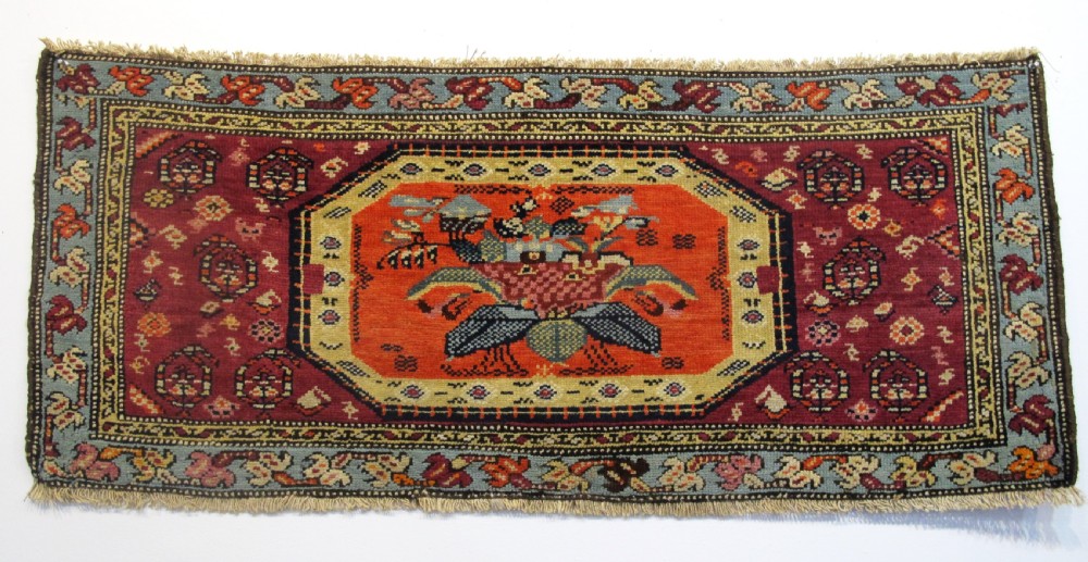 Unusual Caucasian Wool Rug, 46cm x 112cm