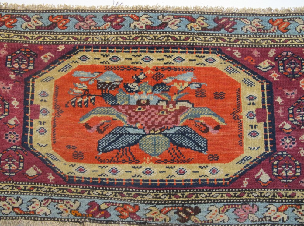 Unusual Caucasian Wool Rug, 46cm x 112cm View II
