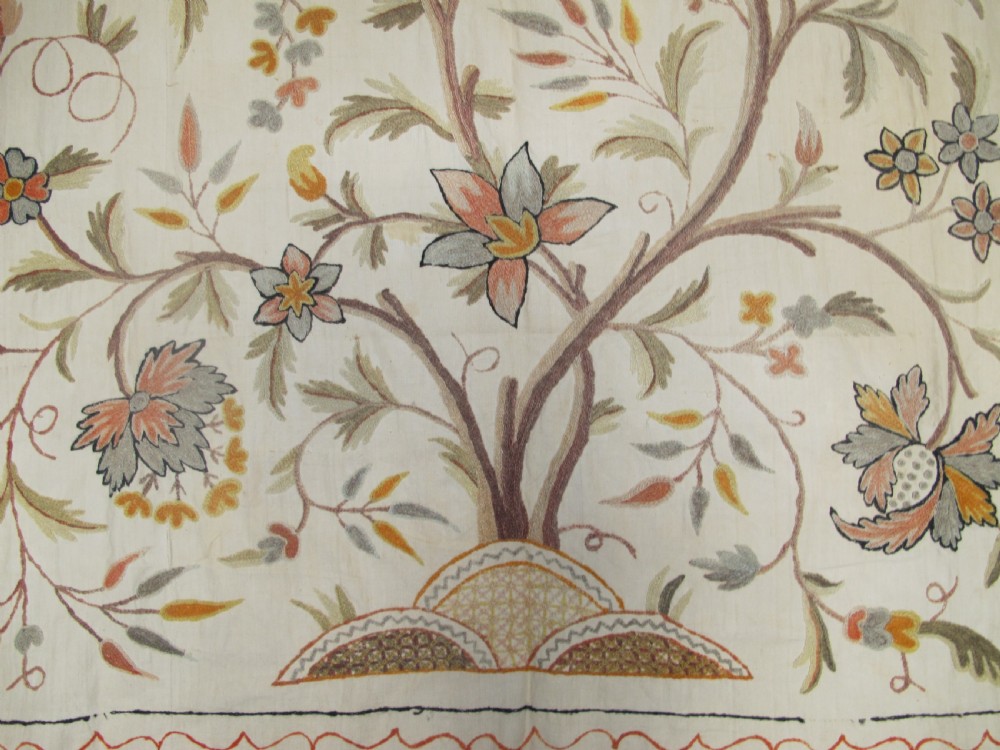 'Tree of Life' Design Embroidered Coverlet, 2.63m x 1.76m (8'9