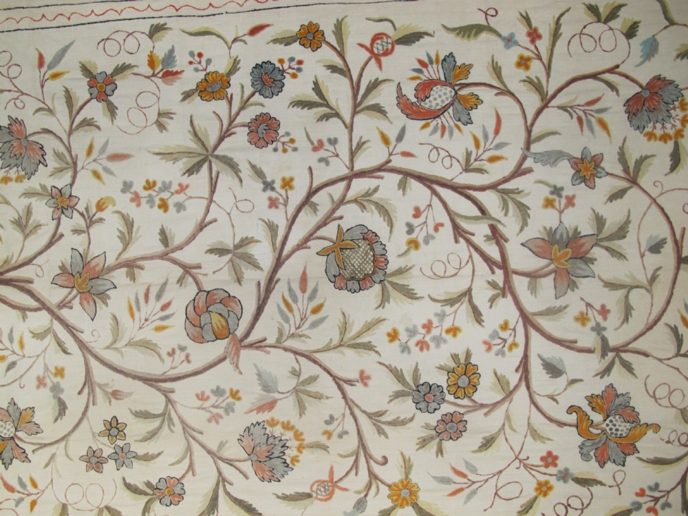 'Tree of Life' Design Embroidered Coverlet, 2.63m x 1.76m (8'9