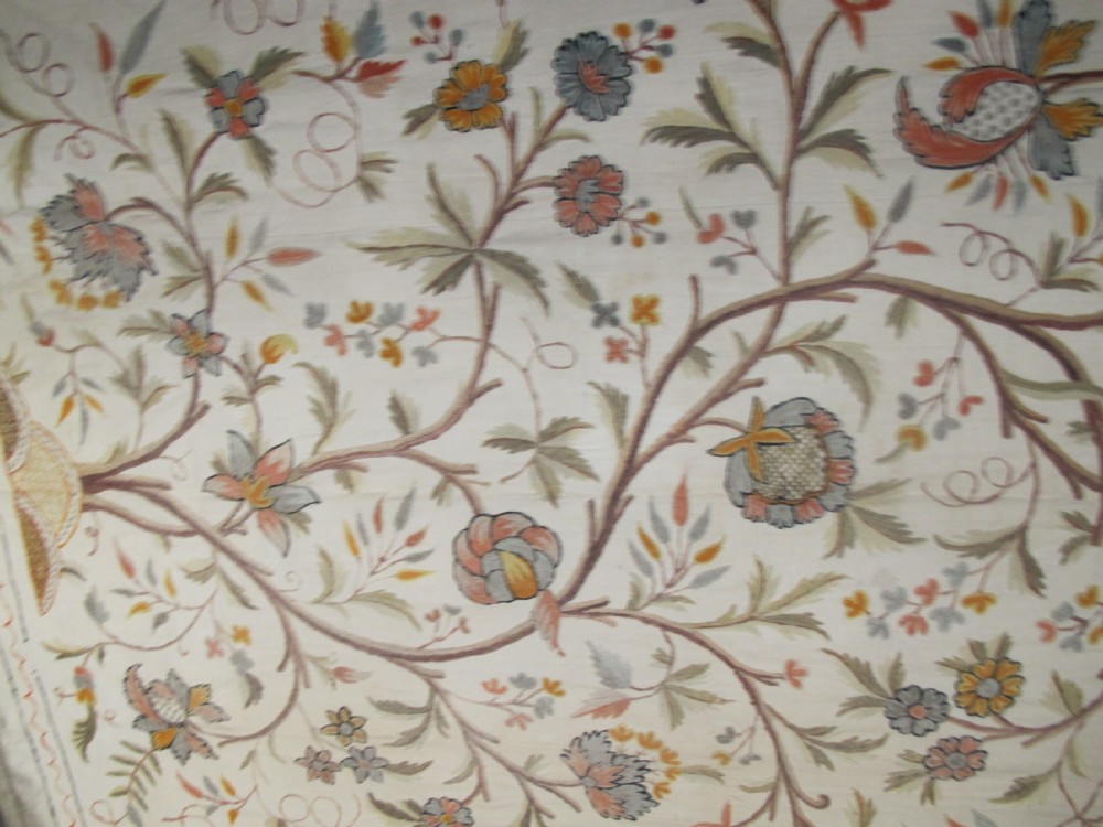 'Tree of Life' Design Embroidered Coverlet, 2.63m x 1.76m (8'9