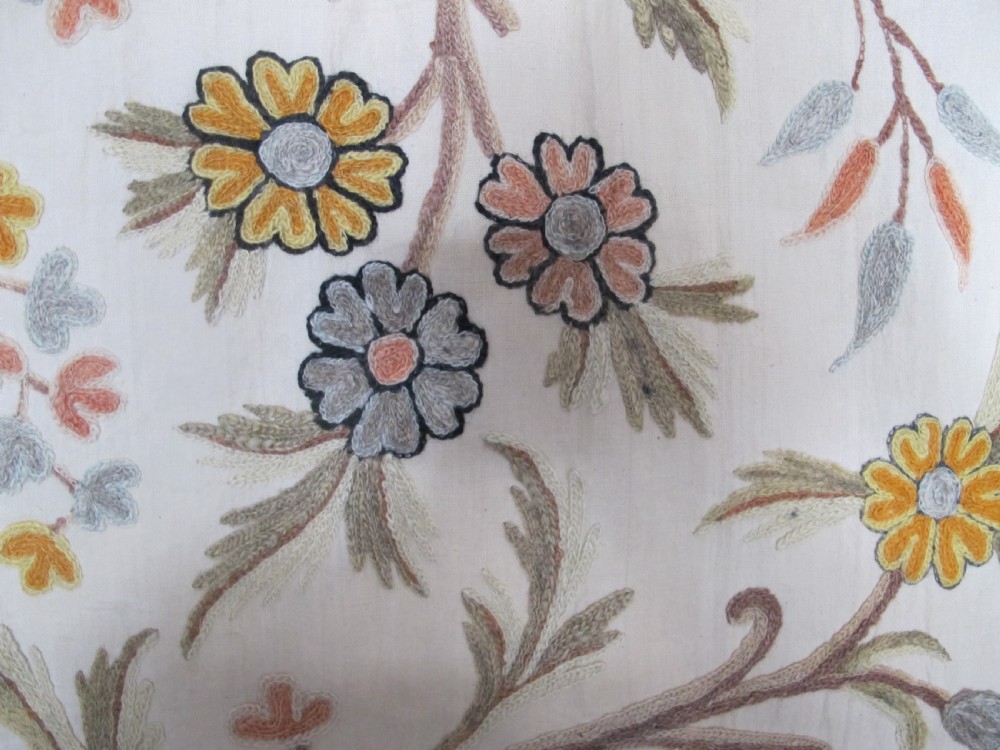 'Tree of Life' Design Embroidered Coverlet, 2.63m x 1.76m (8'9