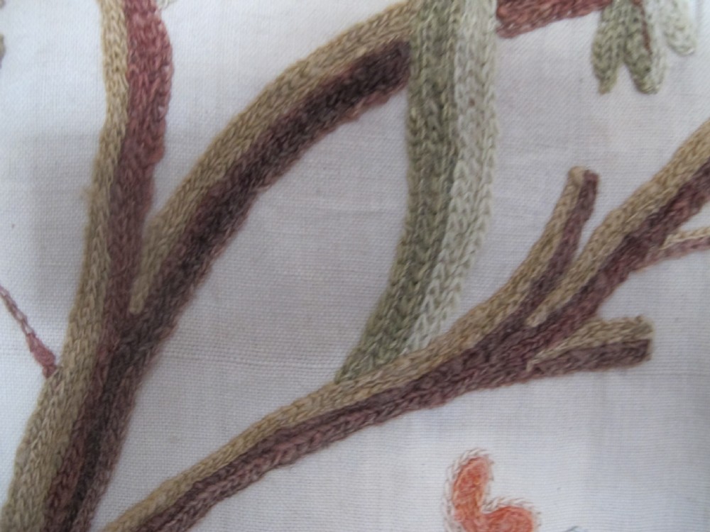 'Tree of Life' Design Embroidered Coverlet, 2.63m x 1.76m (8'9