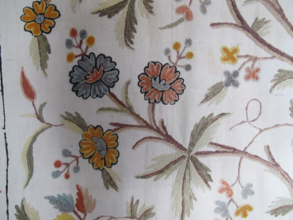 'Tree of Life' Design Embroidered Coverlet, 2.63m x 1.76m (8'9