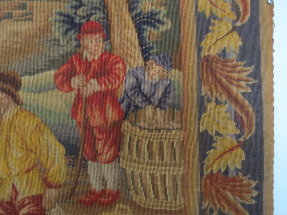 A 18th Century Petit-Point Panel, 'The Fish Quay', After Teniers, 1.80m x 2.40m (71