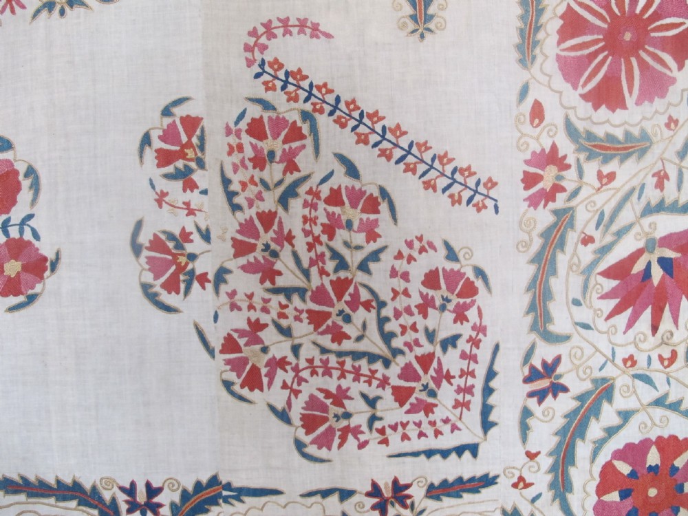 Fine Silk Embroidered Suzani, Uzbekistan Circa 1850, 2.33m x 1.77m View IV