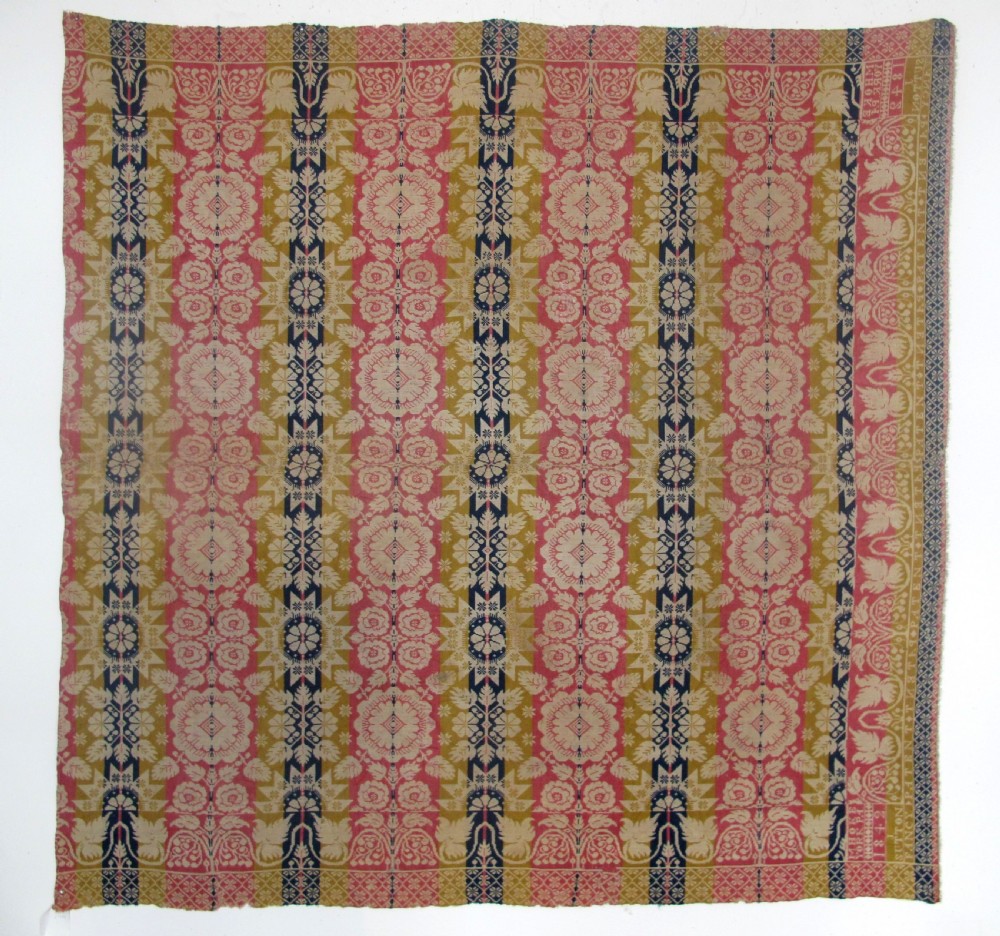 American Jacquard Loom Wool Coverlet, 1.90m x 2.00m (74
