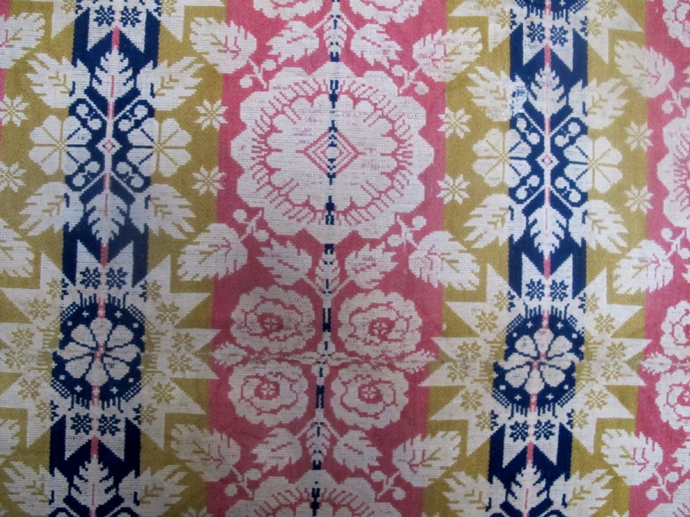 American Jacquard Loom Wool Coverlet, 1.90m x 2.00m (74