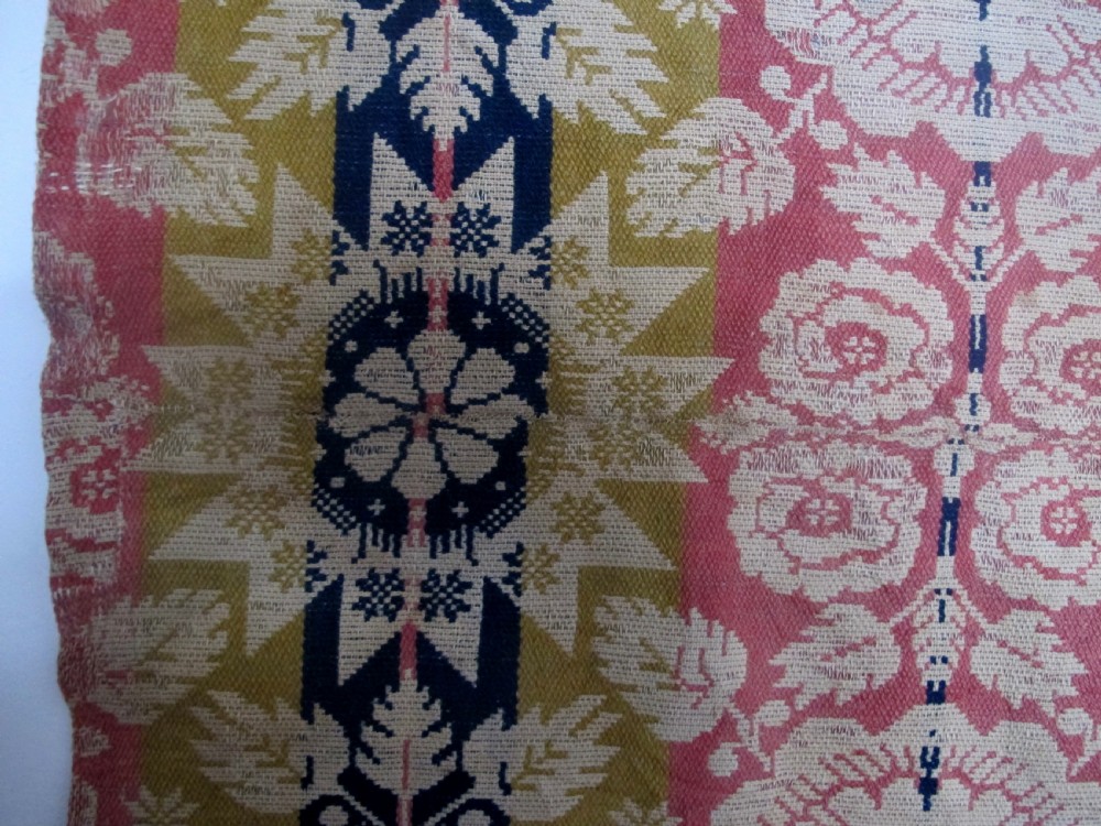 American Jacquard Loom Wool Coverlet, 1.90m x 2.00m (74