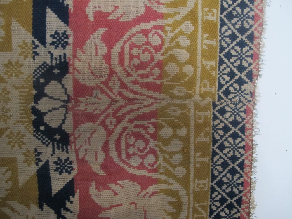 American Jacquard Loom Wool Coverlet, 1.90m x 2.00m (74