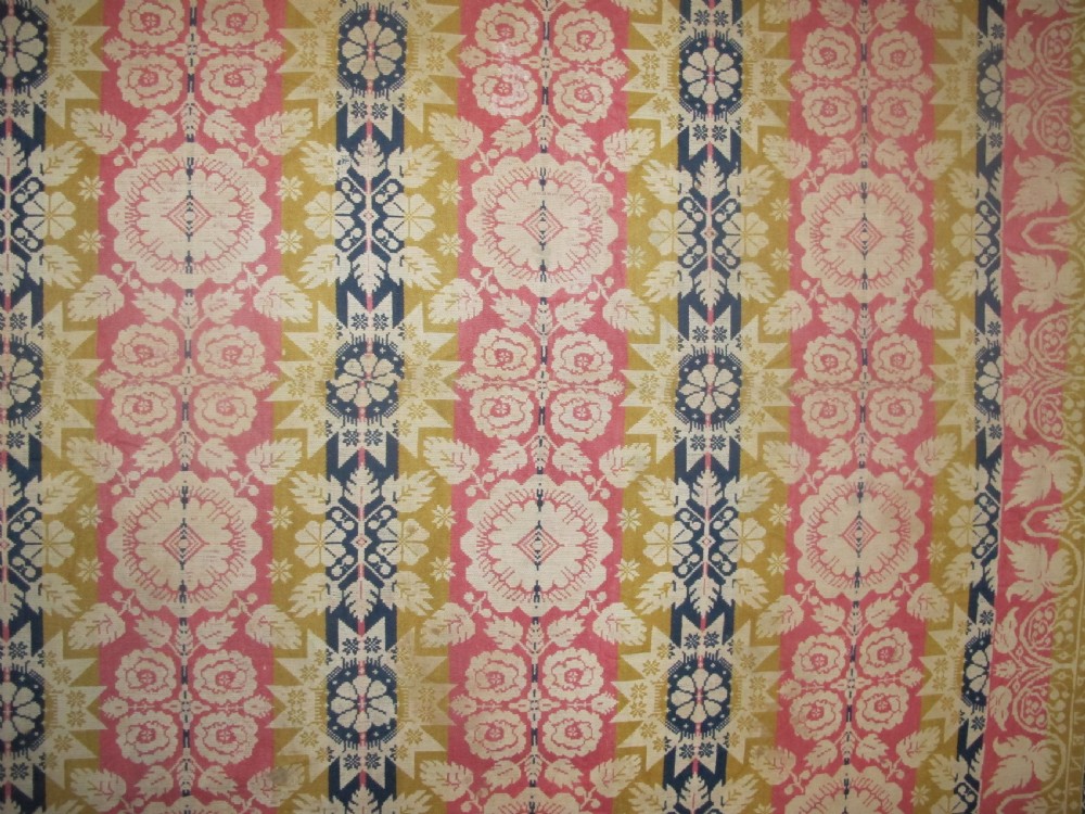 American Jacquard Loom Wool Coverlet, 1.90m x 2.00m (74