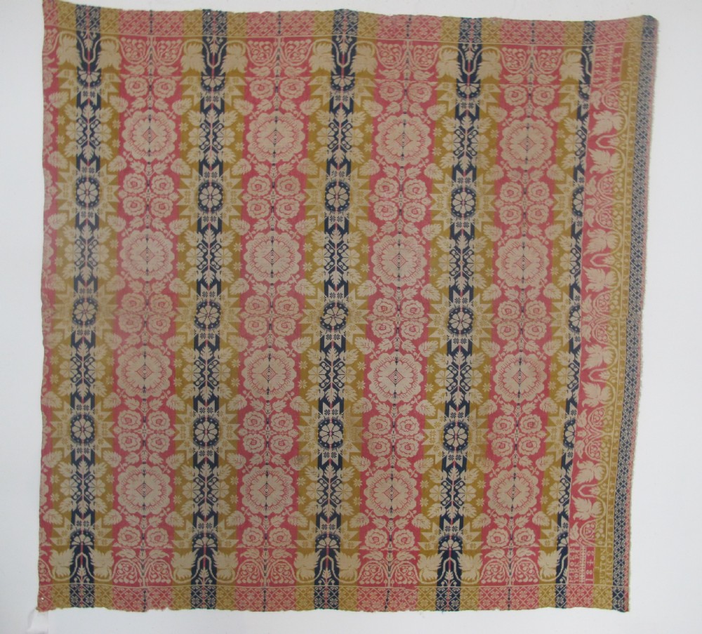 American Jacquard Loom Wool Coverlet, 1.90m x 2.00m (74