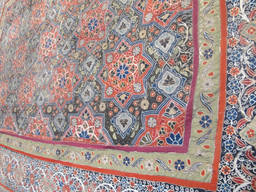 Fine Persian Embroidered Cover, Circa 1850, 1.80m x 1.37. (71