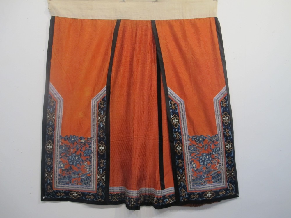Fine Silk Embroidered and Appliqued Chinese Skirt