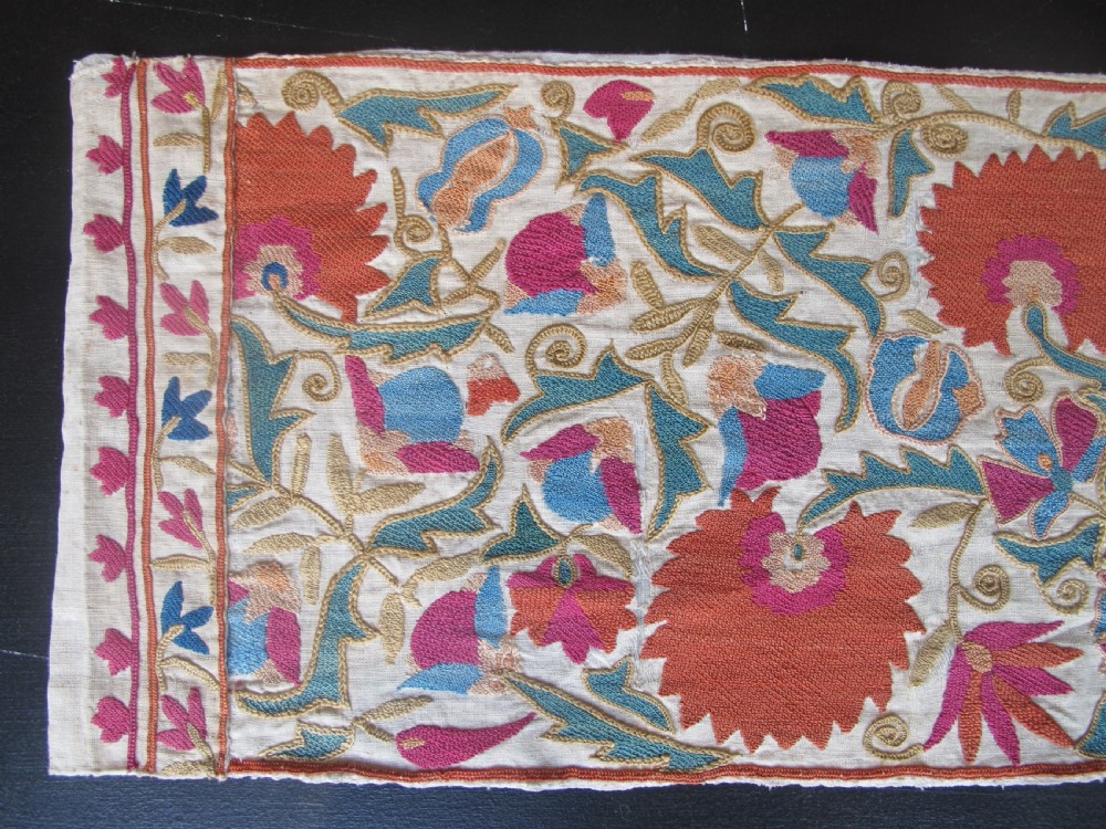 Exquisite Bokhara Suzani Fragment, Uzbekistan, Circa 1850, 108cm x 29cm. View II