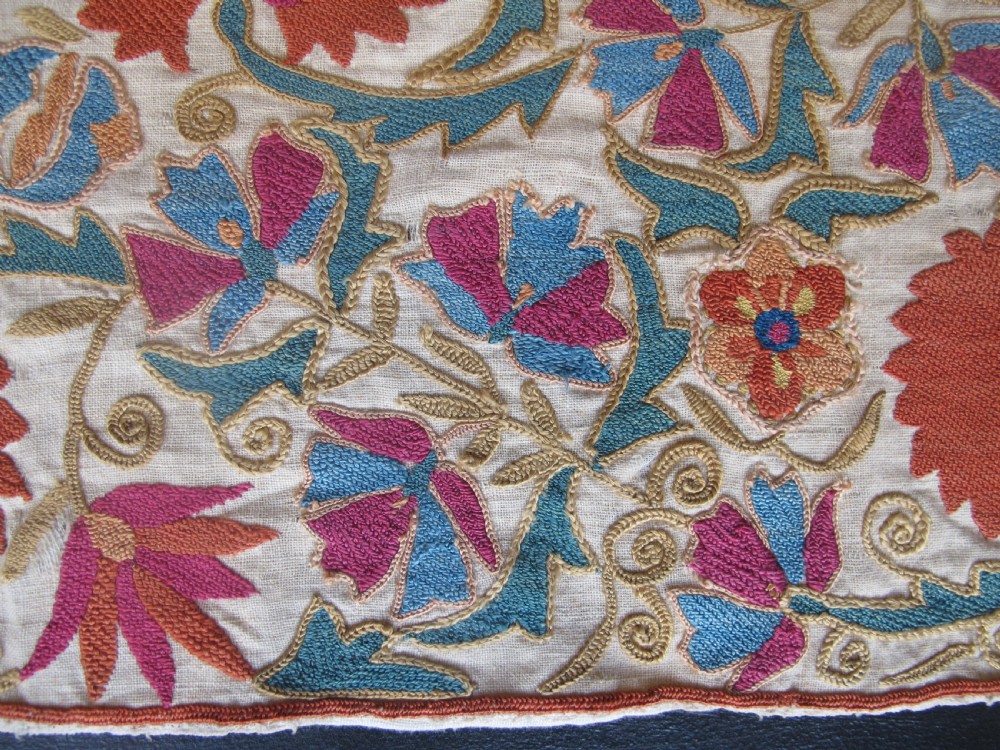 Exquisite Bokhara Suzani Fragment, Uzbekistan, Circa 1850, 108cm x 29cm. View IV