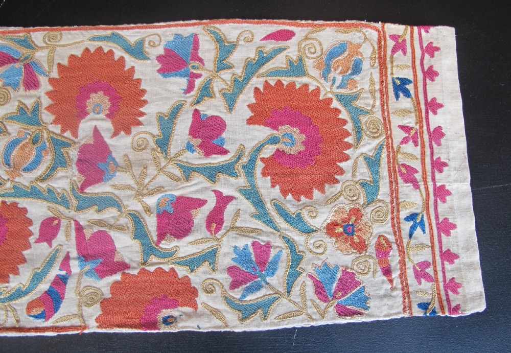 Exquisite Bokhara Suzani Fragment, Uzbekistan, Circa 1850, 108cm x 29cm. View V