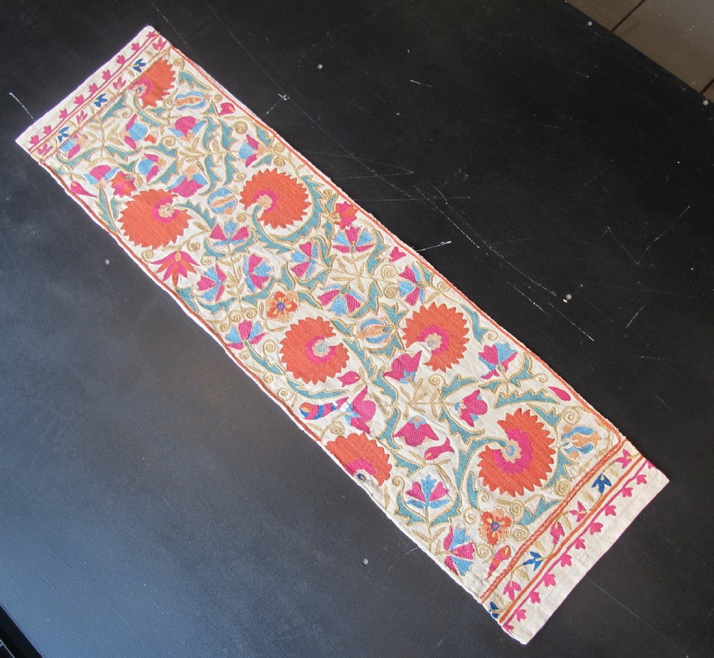 Exquisite Bokhara Suzani Fragment, Uzbekistan, Circa 1850, 108cm x 29cm. View VII