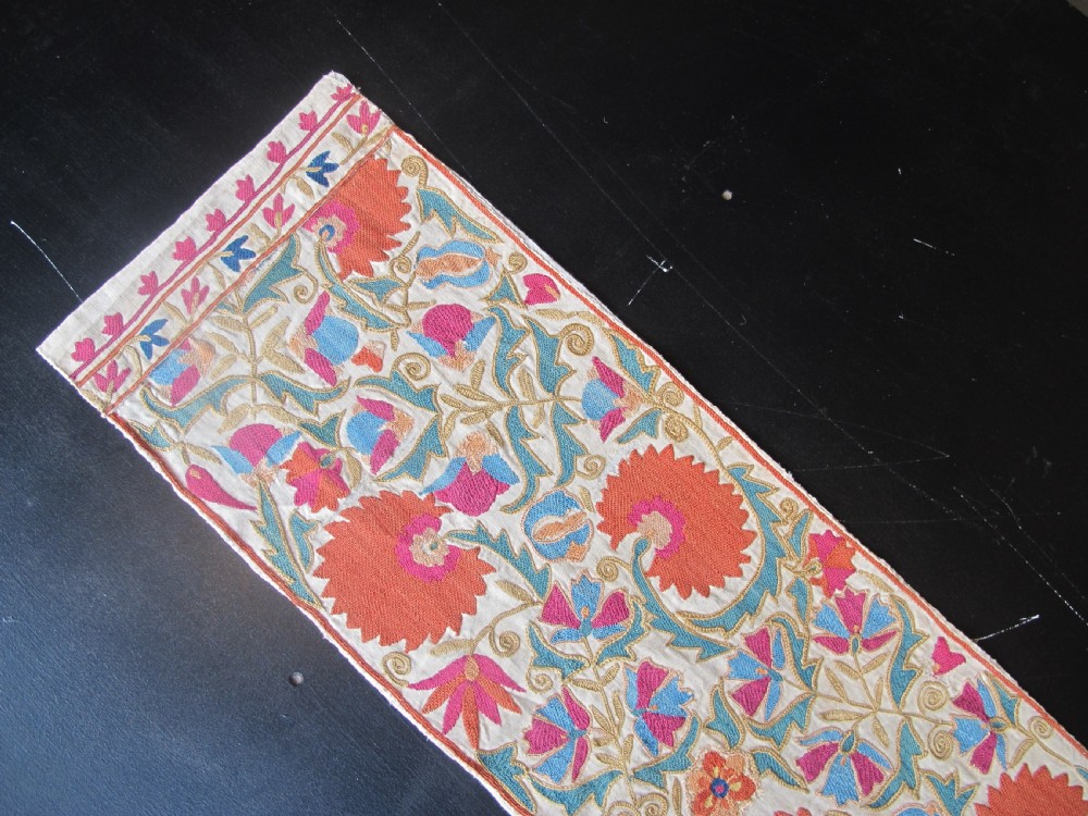 Exquisite Bokhara Suzani Fragment, Uzbekistan, Circa 1850, 108cm x 29cm. View VIII