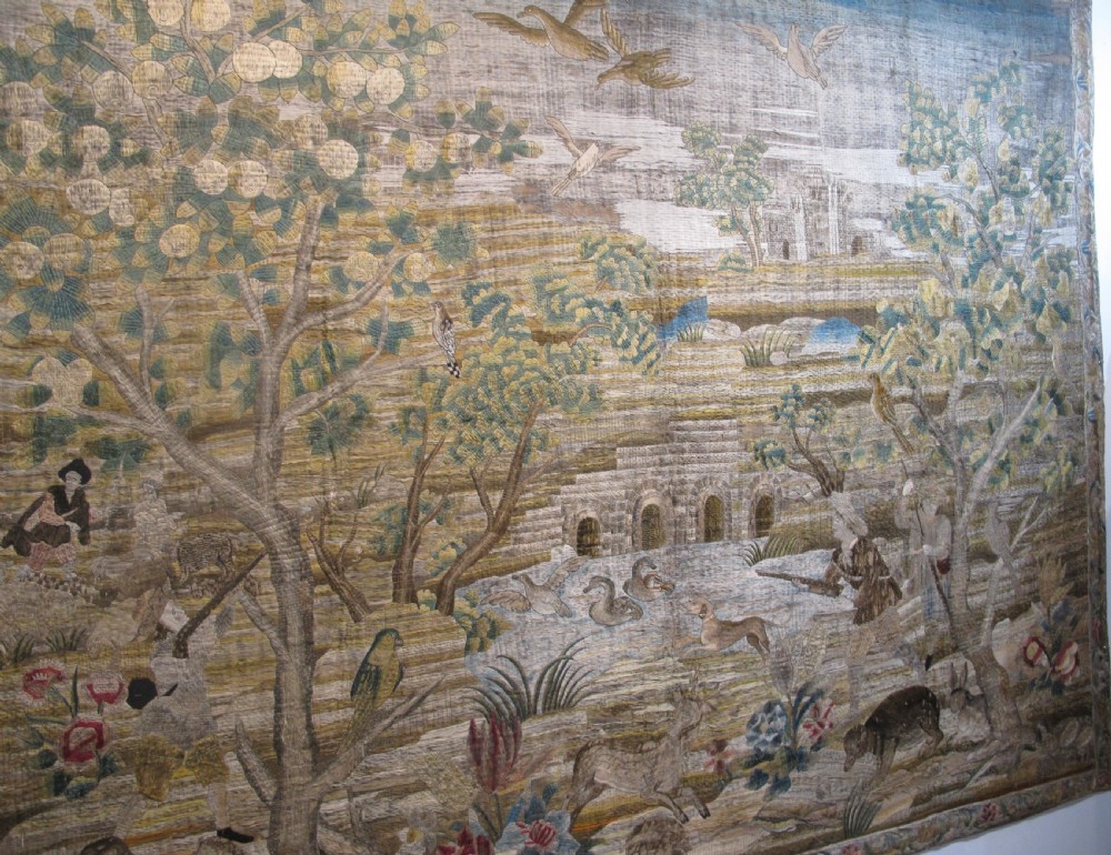 Rare Italian Floss Silk Tapestry, circa 1680, 2.06m x 2.51m View X