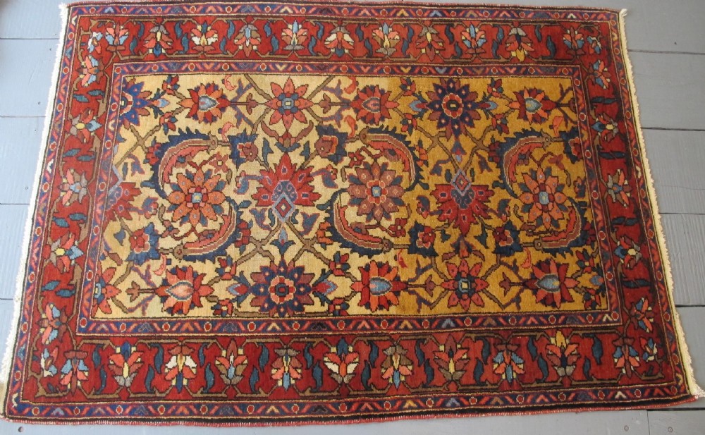 Rare Persian Village Rug with Saffron Yellow Field,  Circa 1890, 1.60m x 1.17m