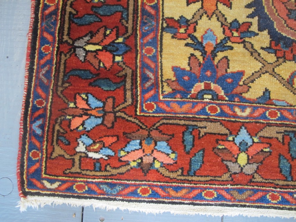 Rare Persian Village Rug with Saffron Yellow Field,  Circa 1890, 1.60m x 1.17m View III