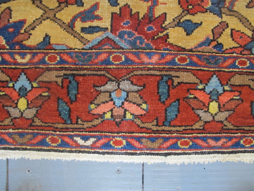 Rare Persian Village Rug with Saffron Yellow Field,  Circa 1890, 1.60m x 1.17m View IV
