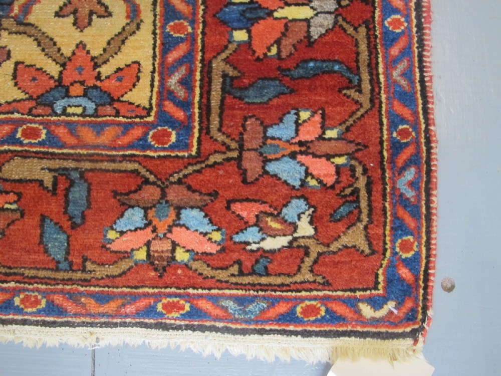 Rare Persian Village Rug with Saffron Yellow Field,  Circa 1890, 1.60m x 1.17m View V