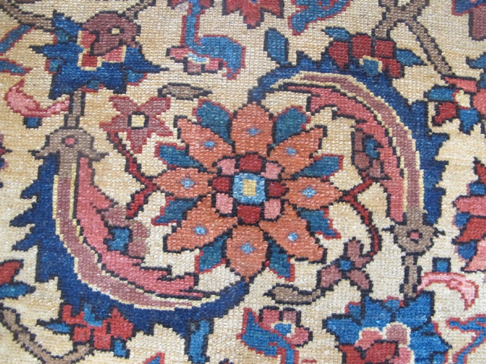 Rare Persian Village Rug with Saffron Yellow Field,  Circa 1890, 1.60m x 1.17m View VI