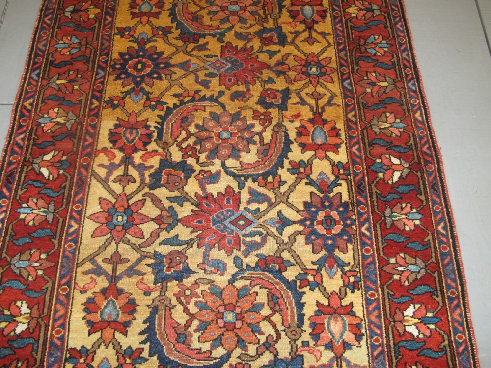 Rare Persian Village Rug with Saffron Yellow Field,  Circa 1890, 1.60m x 1.17m View VII