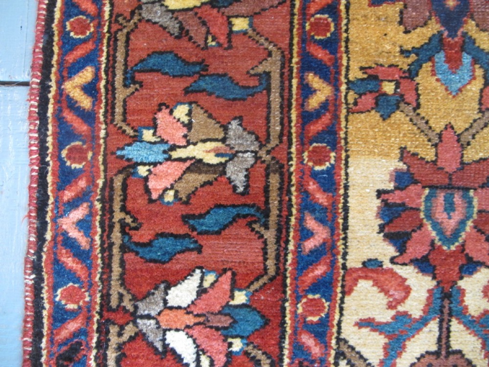 Rare Persian Village Rug with Saffron Yellow Field,  Circa 1890, 1.60m x 1.17m View XI