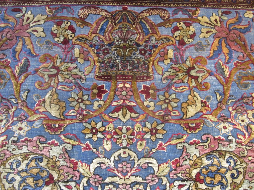 Exceptional Souf Silk Kashan Rug, Persia circa 1920, 2.03m x 1.35m View VII