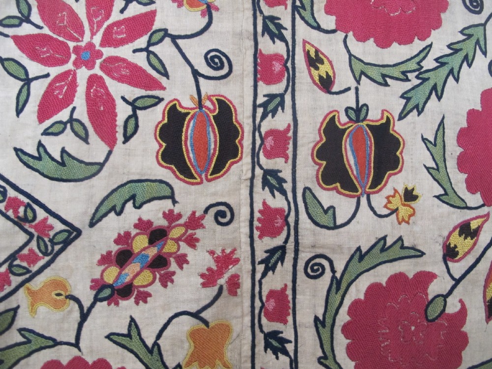 Exceptional Suzani, Uzbekistan, circa 1840, 2.17m x 1.77m View V