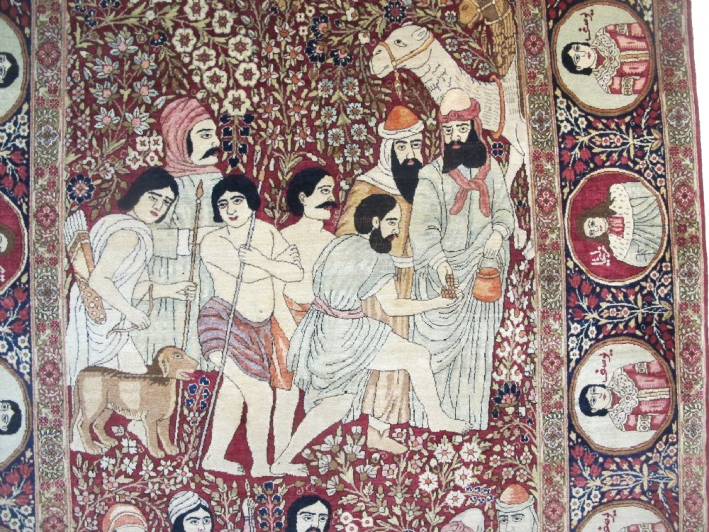 Fine Kirman-Laver Pictorial Rug Depicting Scenes from the Life of Joseph, Circa 1910, 2.31m x 1.46m View III
