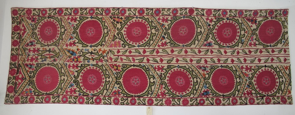 Silk Suzani Panel, Uzbekistan, Circa 1880, 2.12m x 0.77m