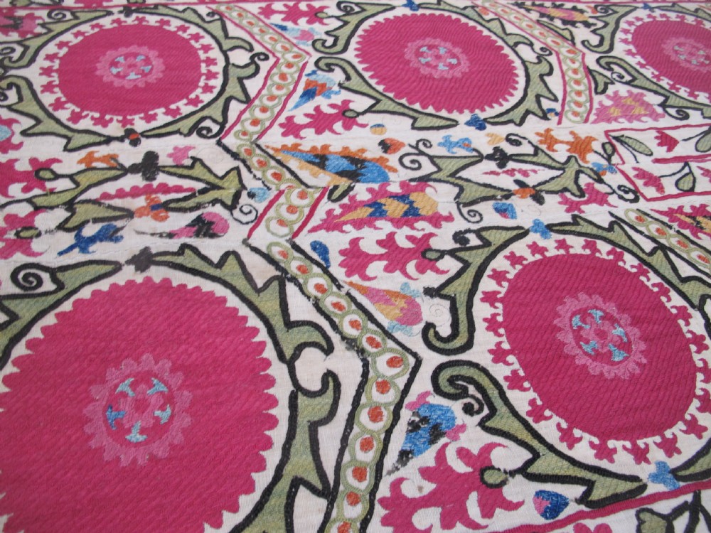 Silk Suzani Panel, Uzbekistan, Circa 1880, 2.12m x 0.77m View VII