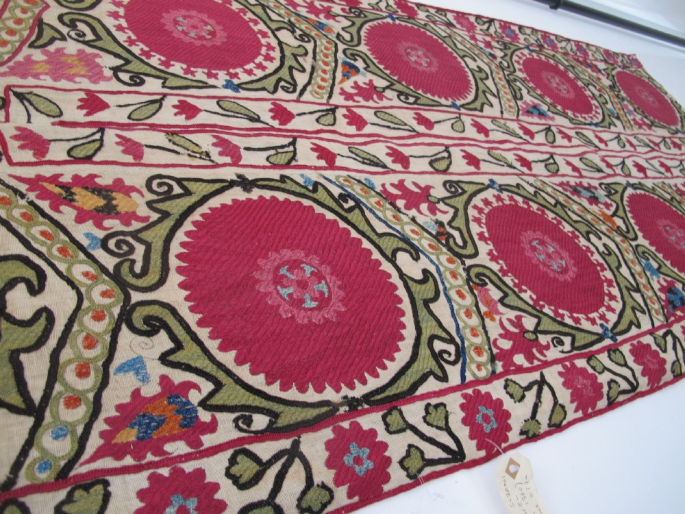 Silk Suzani Panel, Uzbekistan, Circa 1880, 2.12m x 0.77m View VIII